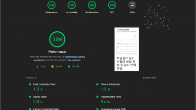 크롬 Lighthouse를 통한 웹 페이지 속도 및 성능 측정 방법, SEO 성능 향상 추천