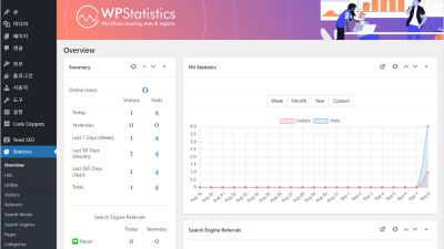 워드프레스 방문자통계 플러그인 WP Statistics 설치 방법