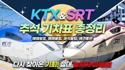 추석 기차표 예매 일정, KTX, SRT 100% 예매 성공 하는 법